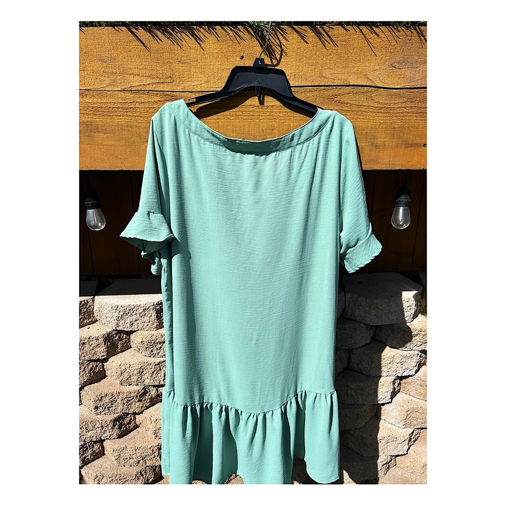 Sz L-dress or swim coverup. Drop waist with flowy sleeves & oversized neck. - Picture 3 of 7